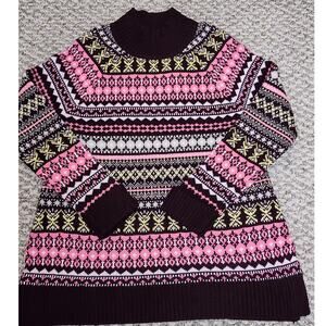 New York & Company Womens Fair Isle Multicolor Sweater M